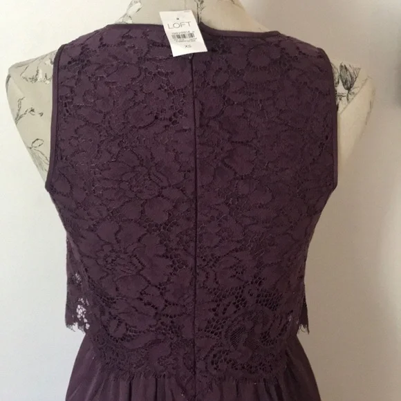 🆕 Loft Eggplant Lace Dress XS - Picture 4 of 6